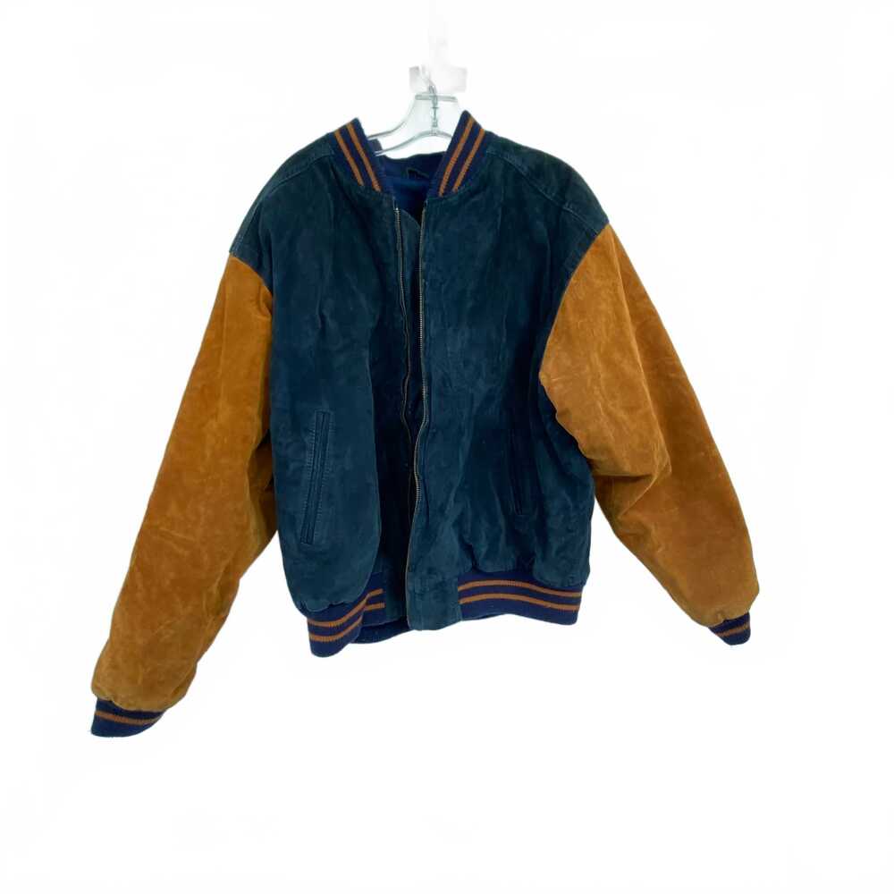 John Ashford Brown/Blue Varsity Jacket | Leather Outer Shell, Regular L